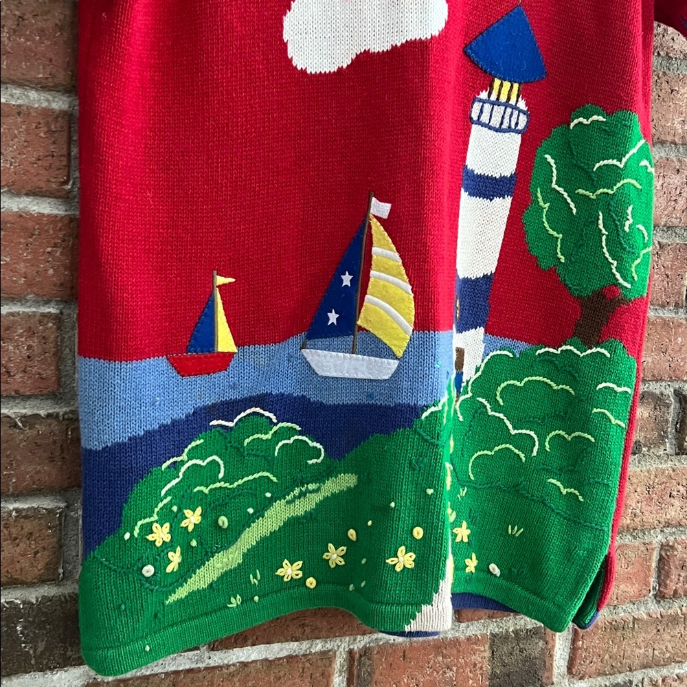 Vintage Quacker Factory Nautical themed shortsleeved sweater size M - Picture 3 of 6